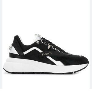 Cesare Paciotti textured detail Leather Black/White Athletic Sneakers